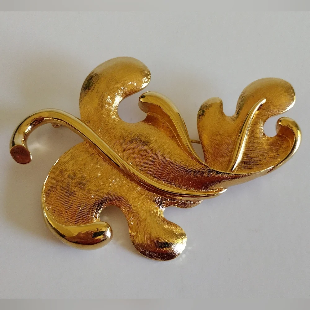 Monet Twisted Leaf Gold-Tone Brooch